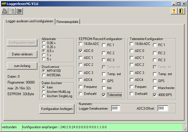 Abbildung des Programmfensters - Konfiguration